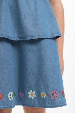 Robe volantée en jean - Bleu