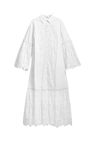 Robe chemise en broderie anglaise - Blanc