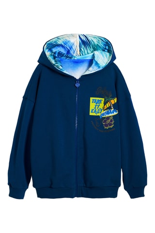 Sweat réversible à capuche - Bleu