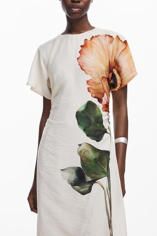 Robe droite - Blanc et beige