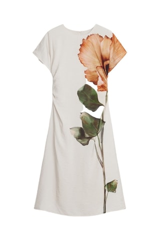 Robe droite - Blanc et beige