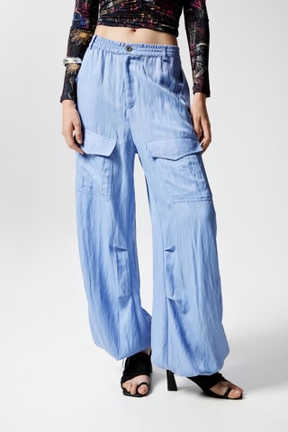 Pantalon wide legs - Bleu