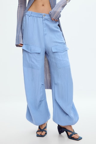 Pantalon wide legs - Bleu