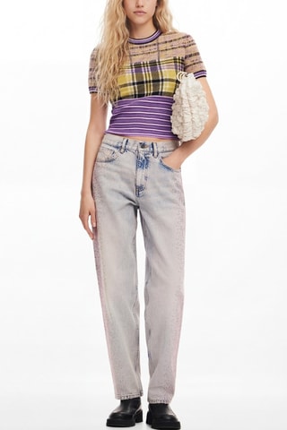 Jean straight taille haute - Bleu