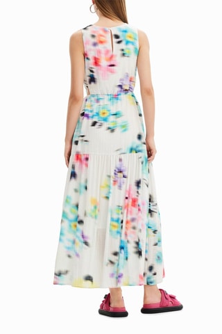 Robe longue regular - Blanc et rose