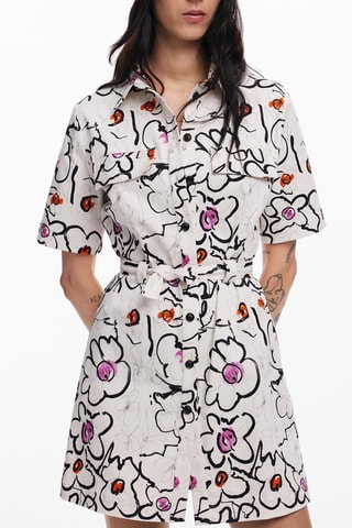 Robe chemise - Blanc et noir