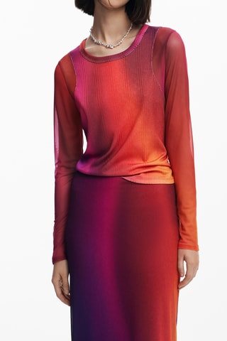Jupe midi dip and dye - Rouge