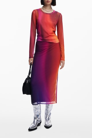 Jupe midi dip and dye - Rouge