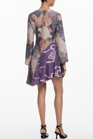 Robe trapèze - Beige et violet