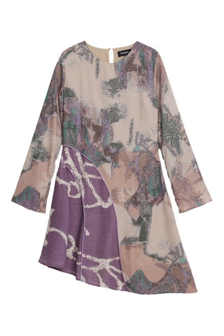 Robe trapèze - Beige et violet