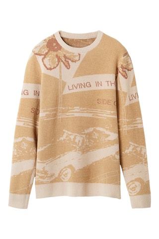 Pull - Blanc, beige et rouge