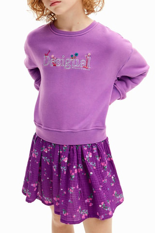 Robe trompe-l'œil - Vert, violet et rose