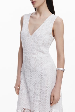 Robe patineuse en dentelle - Blanc