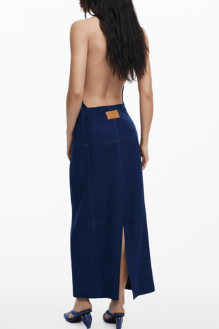 Robe longue en jean - Bleu marine