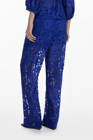 Pantalon regular en dentelle - Bleu foncé