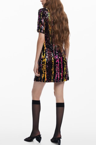Robe droite - Noir et jaune