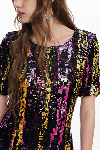Robe droite - Noir et jaune