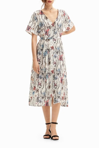Robe portefeuille - Blanc, noir et bleu