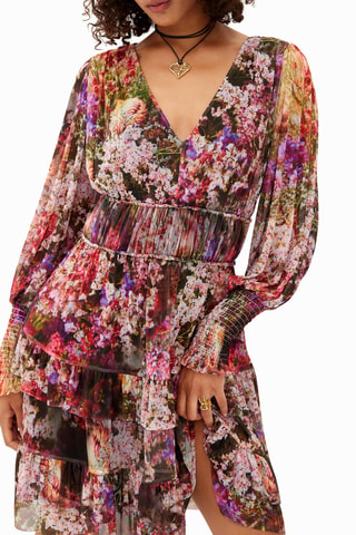 Robe volantée - Jaune et rose