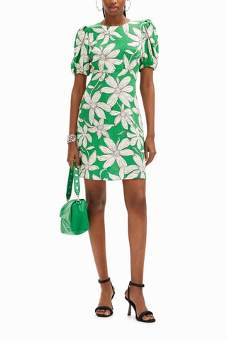 Robe droite - Blanc et vert