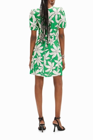 Robe droite - Blanc et vert