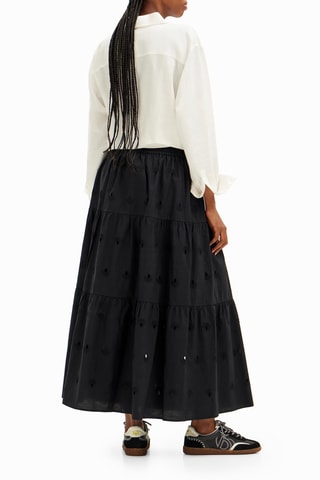Jupe longue en broderie anglaise - Noir