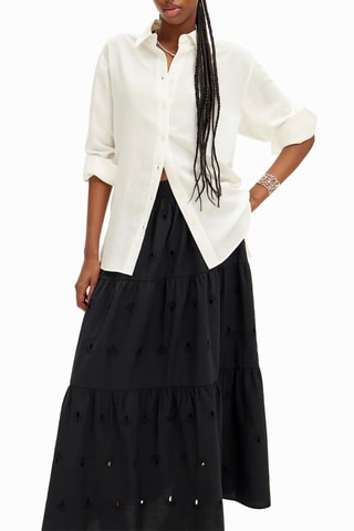 Jupe longue en broderie anglaise - Noir