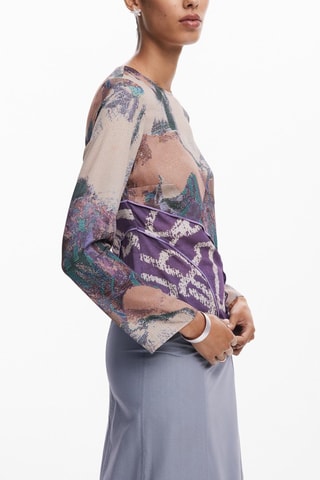 Blouse - Beige et violet