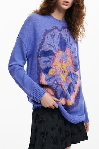Pull oversize - Jaune, violet et rose