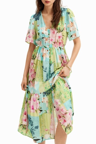 Robe chemise - Bleu, vert et rose