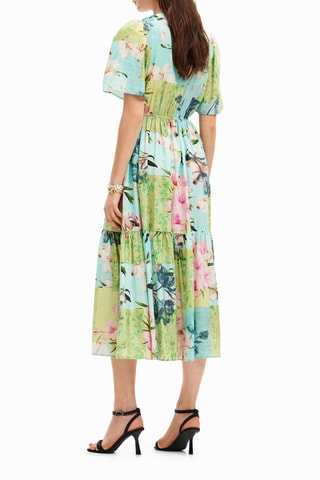 Robe chemise - Bleu, vert et rose