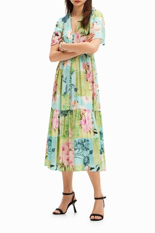 Robe chemise - Bleu, vert et rose