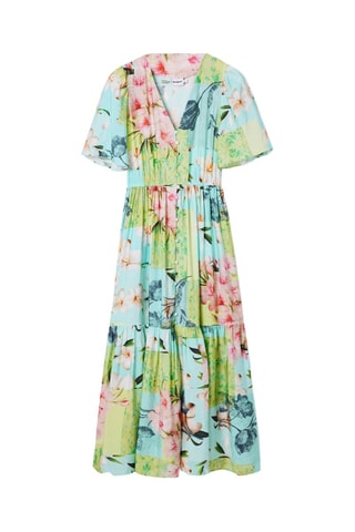 Robe chemise - Bleu, vert et rose
