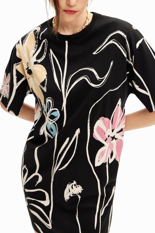 Robe droite - Noir et beige