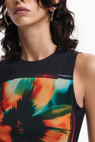 Robe longue - Noir et orange