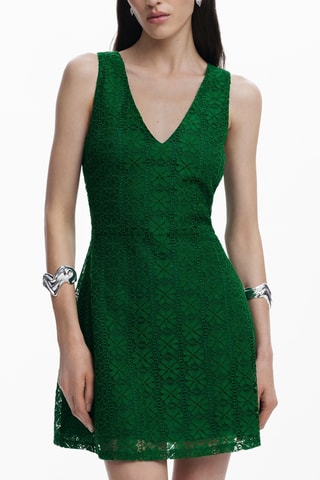 Robe patineuse en dentelle - Vert