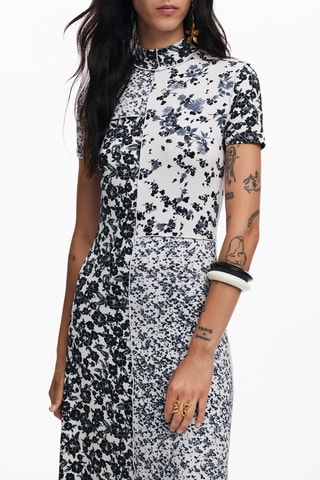 Robe midi - Blanc et noir