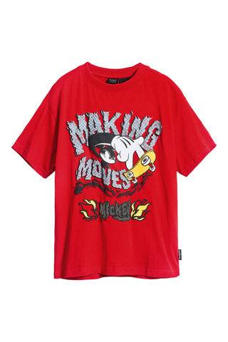 T-shirt oversize Mickey Disney - Noir et rouge