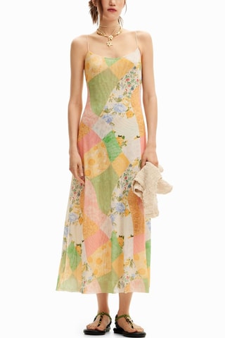 Robe droite - Rouge et vert