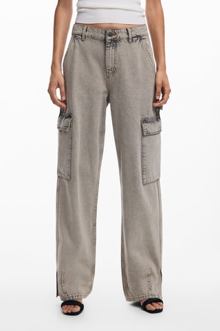 Jean straight taille haute - Gris clair