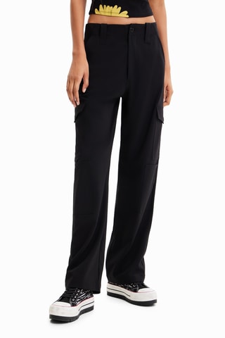 Pantalon cargo taille haute - Noir