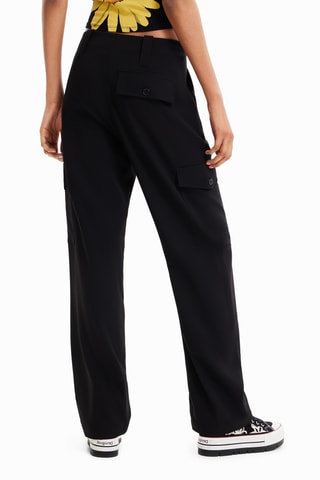 Pantalon cargo taille haute - Noir