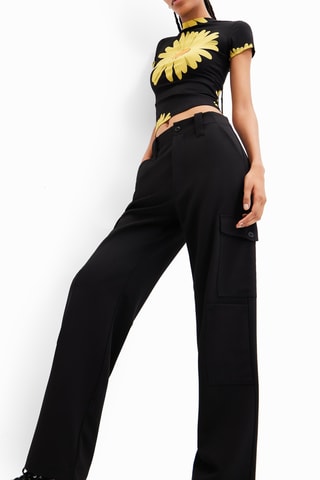 Pantalon cargo taille haute - Noir