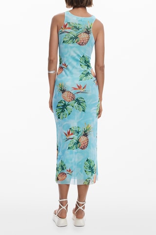 Robe midi sans manches - Bleu et vert