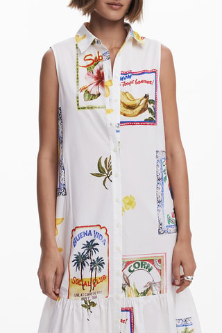 Robe chemise sans manches - Beige