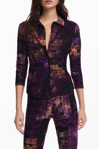 T-shirt regular - Violet - Noir