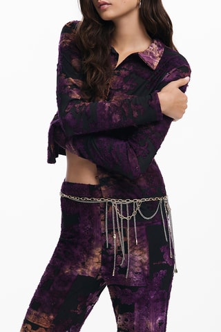 T-shirt regular - Violet - Noir