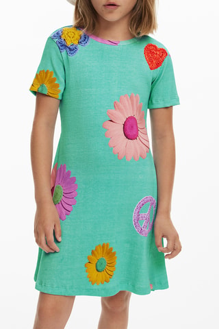 Robe courte - Bleu et vert