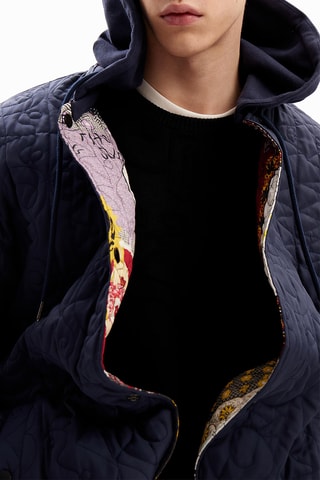 Manteau regular à capuche - Gris, rose et vert