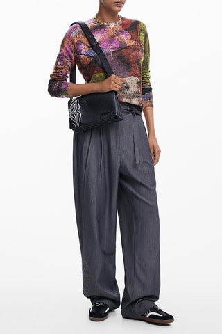 Pull regular - Gris, rose et vert